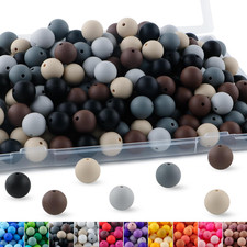 150Pcs 15Mm Silicone Beads for Keychain Making Mix Color round Beads for Pens an