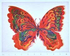 Original VINTAGE 1970s Heat Transfer | Psychedelic Butterfly