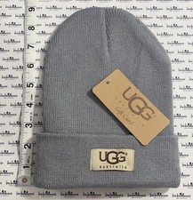 UGG AUSTRALIA Unisex Kids Light Gray Logo Knit Cuff Beanie New With Tags