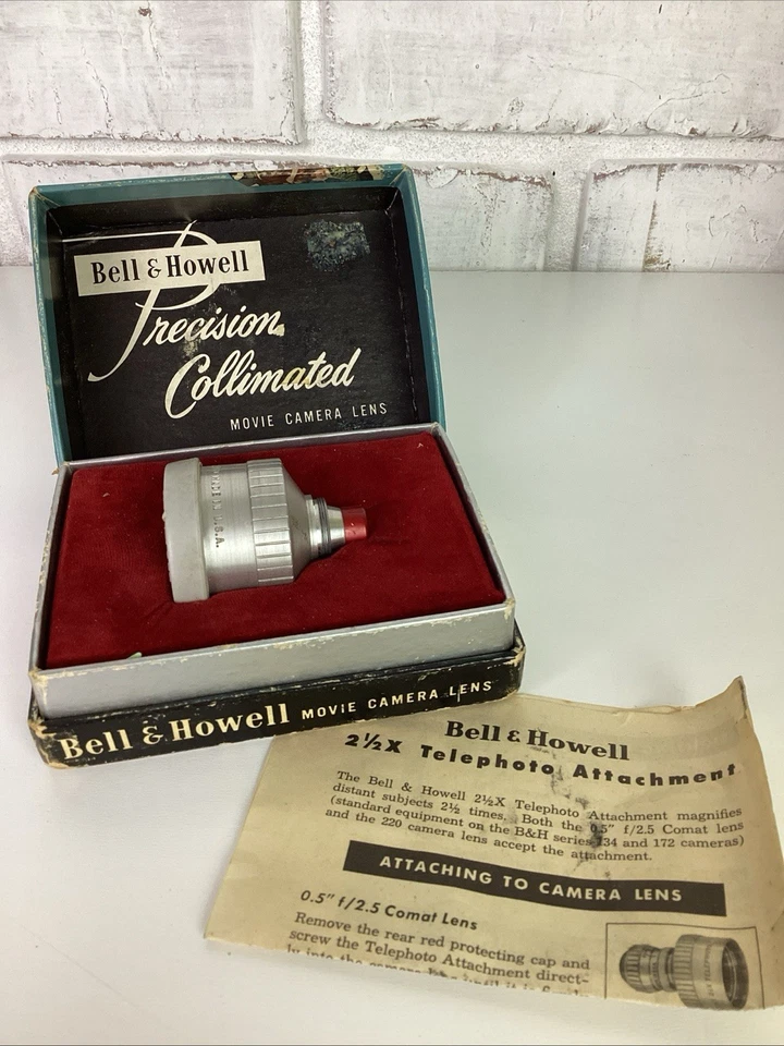 Lente teleobjetivo vintage Bell & Howell 2 1/2X para cámara de película en caja Foto 2 de 4