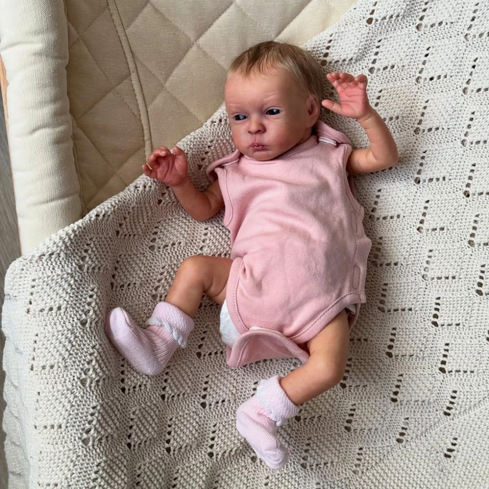 15in Reborn Doll Painted Newborn Baby W/Hand-Rooted Hair Cloth Body Toddler Gift - Image 2 of 3