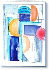 Architecture Solaire Abstract Line Art Greeting Card – Artistic Expression Premi