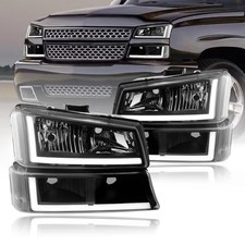LED DRL Headlights Assembly Compatible with 2003-2006 Chevy Silverado/2003-2006