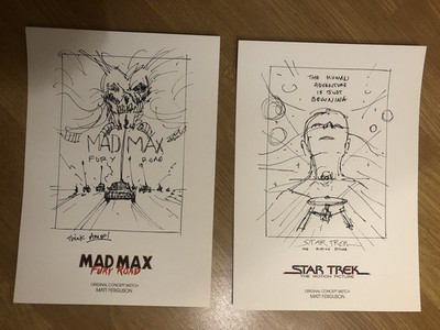 MAD MAX FURY ROAD & STAR TREK MATT FERGUSON SCHRAUBSTOCK PRESSE KONZEPT SKIZZE DRUCK KUNST