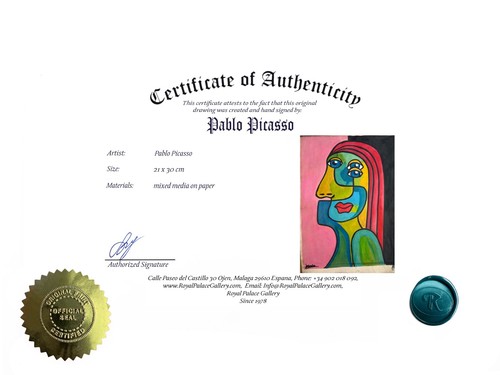 PABLO PICASSO COA art painting original drawing vintage paper signed stamped - Picture 3 of 3