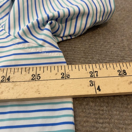 Vineyard Vines Poloshirt Herren 2XL blau weiß gestreift Performance Golf Wal Logo - Bild 7 von 9