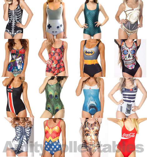 WOMEN's [Ladies] PRINTED SWIMSUIT Swimwear, Swimming Costume, Stretchy - Picture 1 of 15