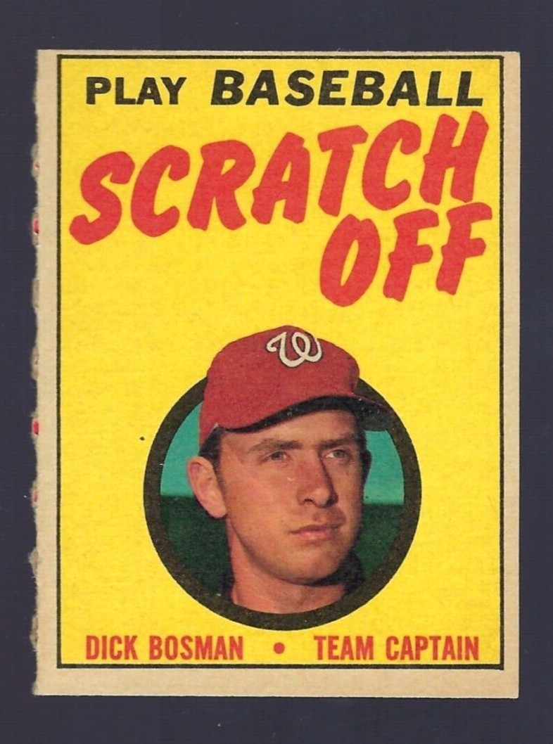 1970 Topps Scratch Offs Dick Bosman Washington Senators EX++/UNSCRATCHED