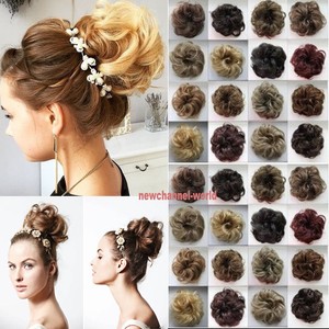 Uk Cheap Thick Curly Chignon Messy Curly Bun Updo Clip In Hair