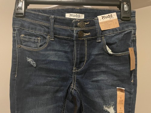 MUDD Girls Youth Distressed Denim Jeans NWT - Sz 8 - Picture 2 of 6