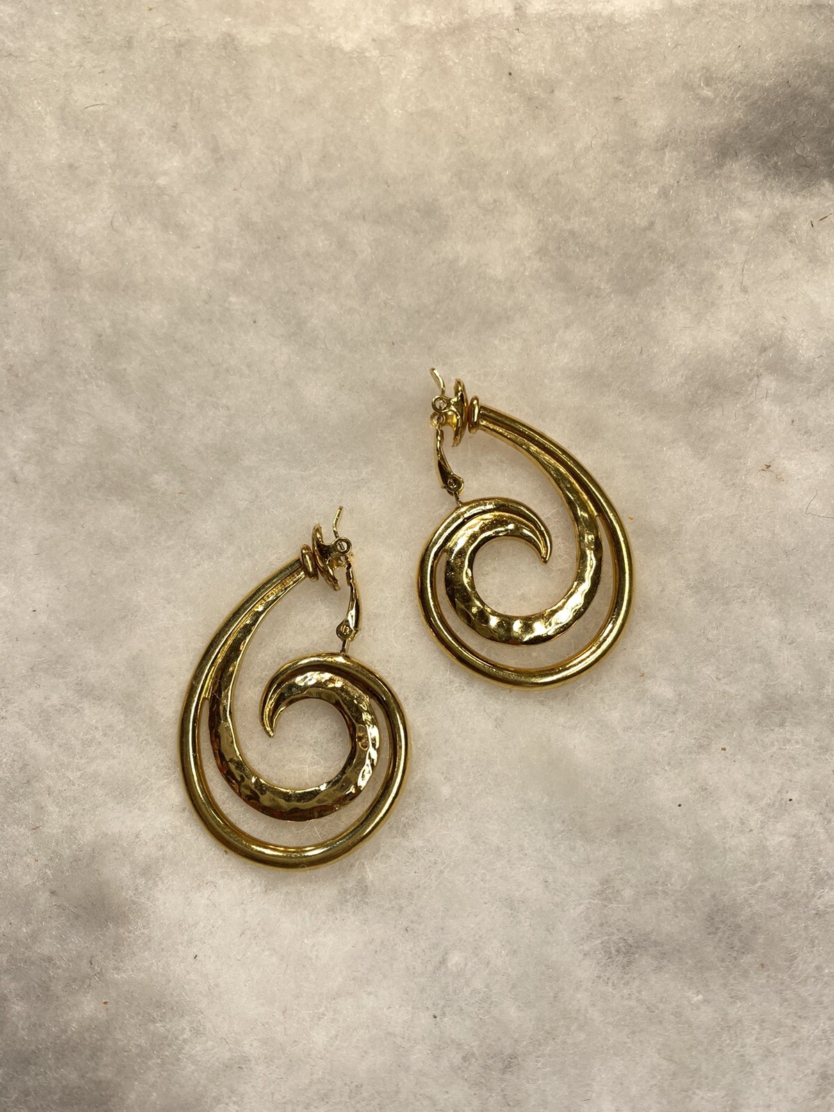 TRIFARI Gold Tone Large Loop Dangle Earrings Used - image 4