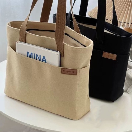 New Canvas Tote Bag For Women Large Capacity Single Shoulder Bag Student Hand-mx - Photo 6/15