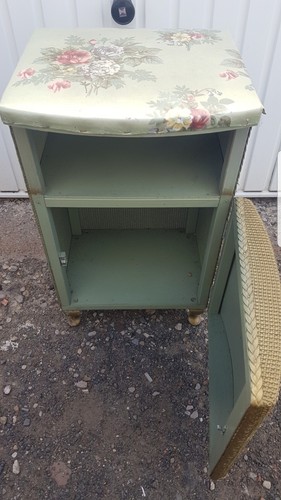 Rare Vintage Lloyd Loom / Wicker Bedside Cabinet Cupboard - Picture 2 of 5