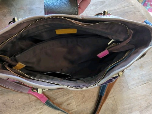 Heshe Multicolor Harlekin Argyle Leder Umhängetasche gebraucht Damen Handtasche - Bild 7 von 8