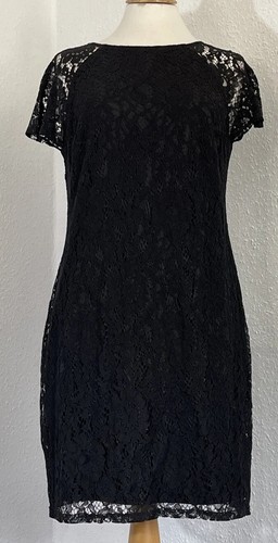 Dorothy Perkins Gr. 12 Kleid schwarz spitze gefüttert Smart Party