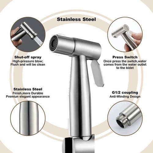 Hand Bidet Sprüh Set WC Sprühkopf Mit Wasserhahn Diverter Ventil Für Badezimmer - Bild 13 von 24