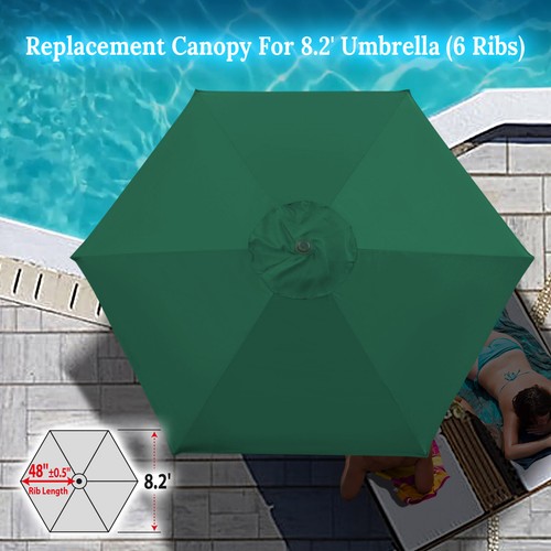 8.2ft 6 Ribs Patio Umbrella Canopy Replacement Parasol Sunshade Top Cover ONLY - Picture 68 of 104