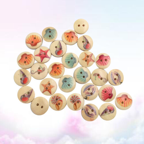 100 Pcs Wooden Buttons Embellishments for Crafting Nautical Child