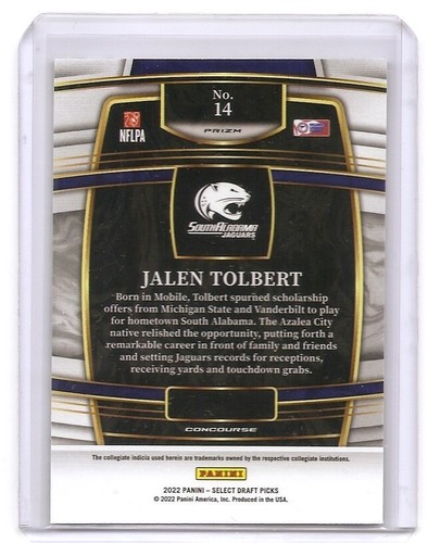 2022 Panini Select Draft Picks Jalen Tolbert Concourse Zebra Prizm Insert Card - Picture 2 of 2