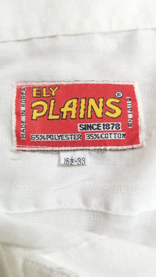 Camisa Western Vintage Ely Plains Para Hombre 16 1/2 33 Blanca A Presión Manga Larga Foto 2 de 4