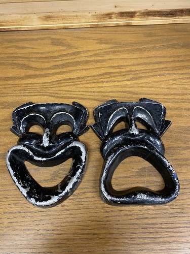 Vintage Greek Tragicomedy Metal Masks