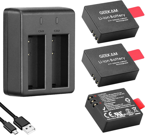 Action Cam Akku, 1350-Mah-Akku (3 Stück), Mit Usb-Doppelloch-Ladegerät, Kompatib - Bild 9 von 12