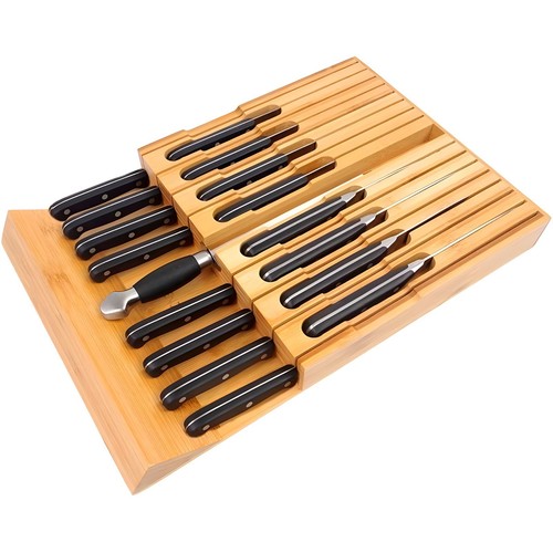 WOWMTN In-Drawer Bamboo Knife Storage with Optional Sharpener - Picture 2 of 11