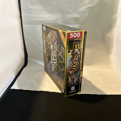 Big Ben Luxe Zebra Glass MB Hasbro 500 Piece 18”x24” Puzzle with Poster - Picture 3 of 8