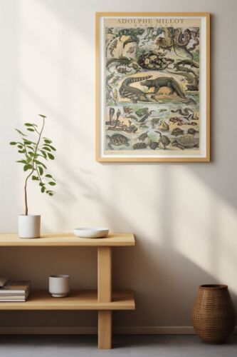 Póster impreso arte de pared Larousse Larousse vintage de reptiles serpientes tortugas Adolphe Millot - Imagen 2 de 6