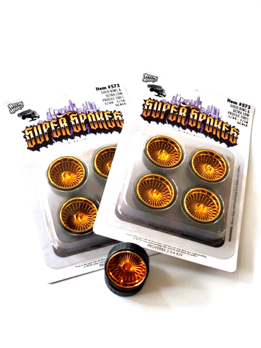 HOPPIN HYDROS 1/24-1/18 SUPER SPOKES BULLET Cap LOWRIDER Rim Tire GOLD NEW!! - Picture 8 of 11