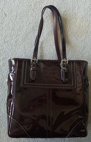 Coach Damen Braun Lackleder Beuteltasche Handtasche Henkeltasche Lederwaren GUC