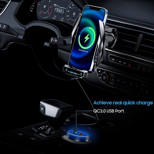 Support de téléphone portable voiture fonction de charge à induction support de téléphone portable sans fil chargeur rapide - Photo 2/12