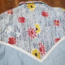 Vintage 80s LAVON Windbreaker Lightweight Jogger Jacket Blue w Flowers Womens Sm