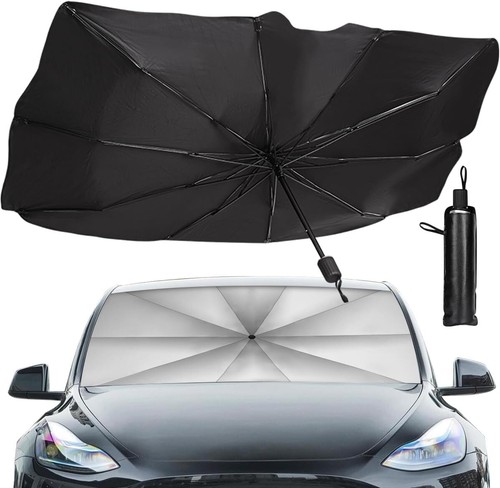 Foldable Car Sun Shade Umbrella: UV & Heat Protector for Windshield, 57"x 31
