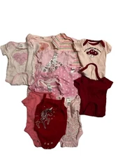 Lot of 12 Multi Brands Baby Girl Onzies Multiple Patterns 0-3  Months