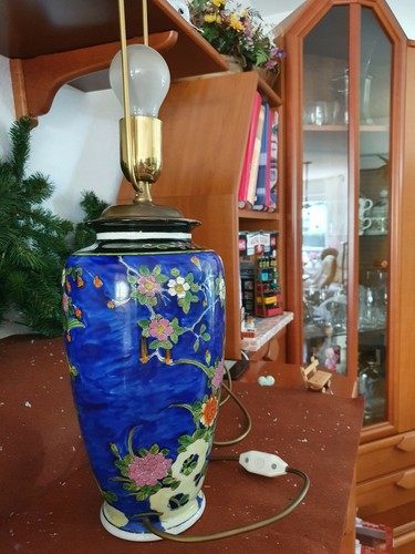 Chinesische Vasenlampe ca 1930 blaugrundig - Bild 3 von 3