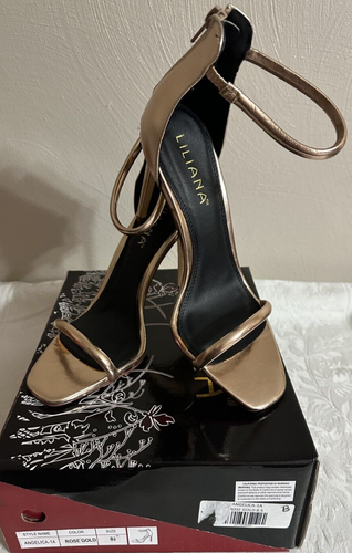 NIB Liliana Angelica 8.5 8 1/2 rose gold strappy high heel shoes sandals - Picture 3 of 6