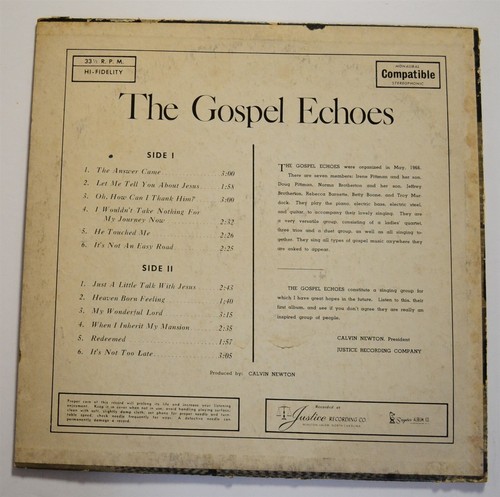 GOSPEL LP The Gospel Echoes (NC) Justice LP JLP 120 - Imagen 2 de 2