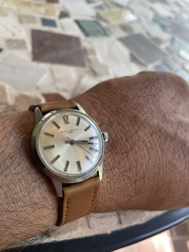 RARE! Vintage Black Shield Watch 17 Jewel Wind Up Winding JB Champion . - 第 2/8 張圖片
