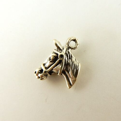 Charm tridimensionale testa di cavallo in argento sterling .925 13 mm western - Foto 2 di 6