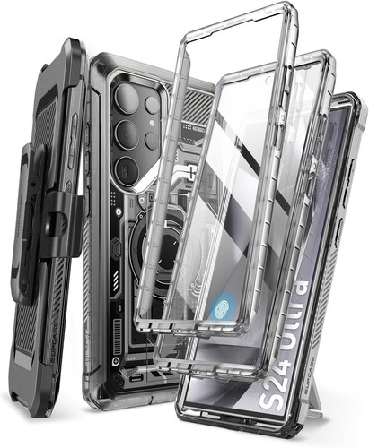 SUPCASE UB for Samsung Galaxy S24 Ultra Case with Stand Belt-Clip Frost Black
