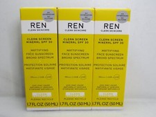 REN CLEAN SCREEN MINERAL SPF 30 MATTIFYING FACE SUNSCREEN 1.7 OZ LOT OF 3