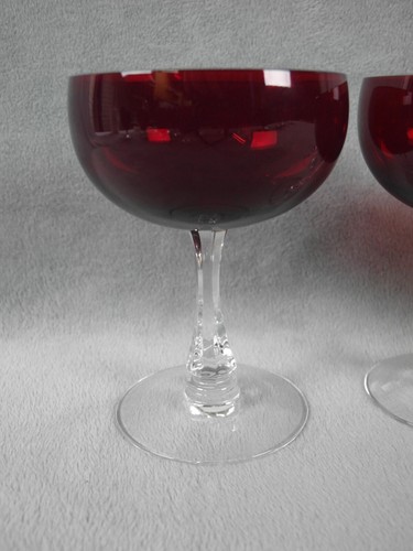 Juego de 4 copas de Sherbet Fostoria Fascination rojo rubí champán vintage en muy buena condición - Imagen 2 de 5