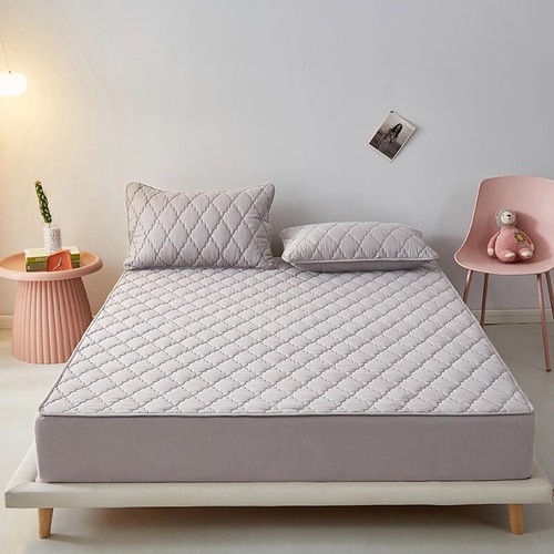 Quilted Mattress Cover Breathable Noiseless Fitted Bed Sheet Protector Anti-mite - Picture 11 of 30