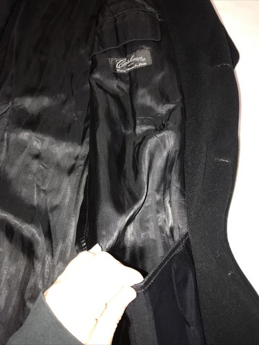 Ronmen Chereskin Herren Schwarz Kaschmirmischung Langer Mantel Jacke Gr. S/M Siehe Maße. Pic - Bild 11 von 18
