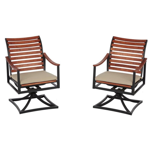 Hampton Bay Woodbury Patio Dining Chair W Textured Sand Cushion