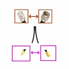 1x Mini-UHF to 2x SMC Male/Female sensor Y Splitter/Combiner Adapter COAX cable