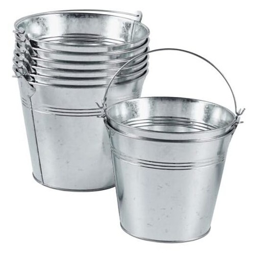 8 Pack Galvanized Metal Buckets with Handle Ice Pails for Plants, 6 x 4.3 inch