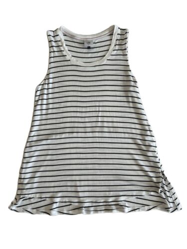 CAbi Women’s Black White Striped ATC BBQ Tank Top Small #5937
