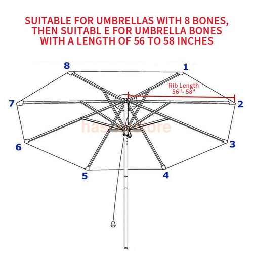 2/2.7/3m Replacement Garden Parasol Canopy Cover 6/8Arm Umbrella Sunshade Tents - Picture 5 of 34